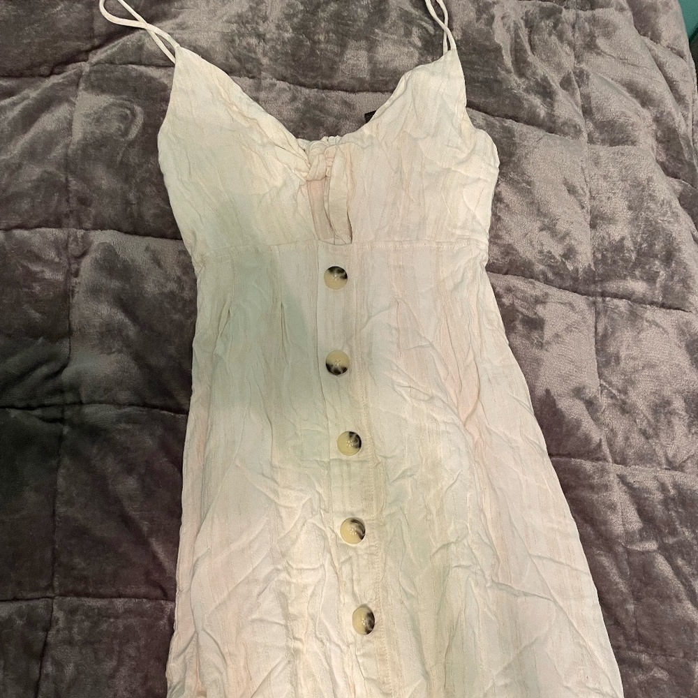 my place white button knot front maxi dress